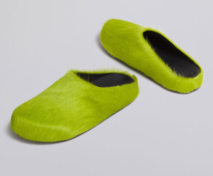 MARNI FUCHSIA LONG HAIR-FUSSBET SABOT SLIPPERS 2412204