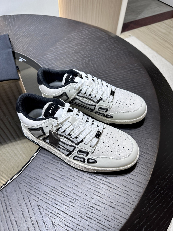 amiri skeleton low-skel top sneakers white black ps24mfs005-111